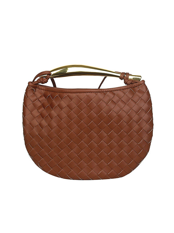 Geometric Split-Joint Woven Zipper Bags Handbags