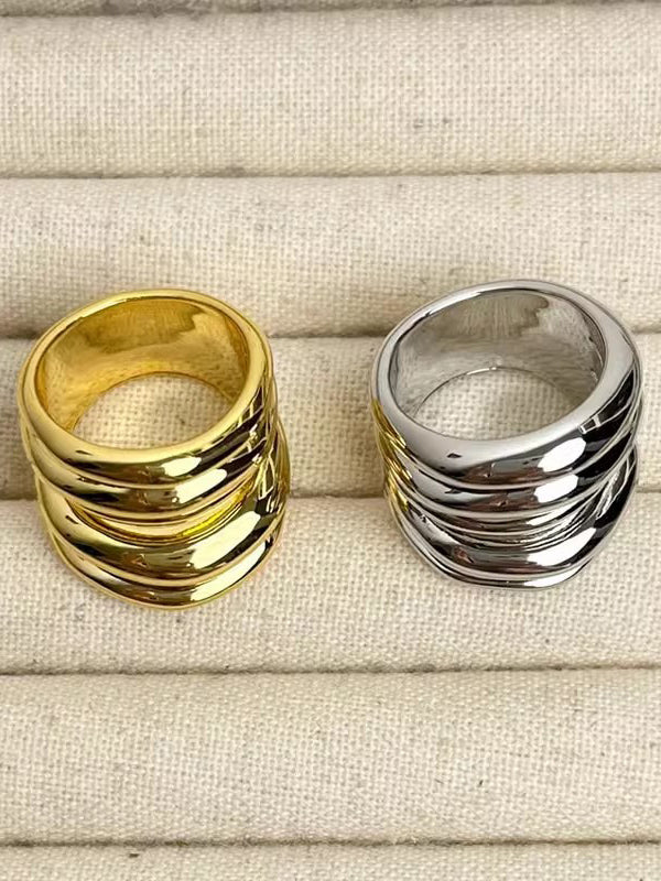 Geometric Shiny Solid Color Rings Accessories